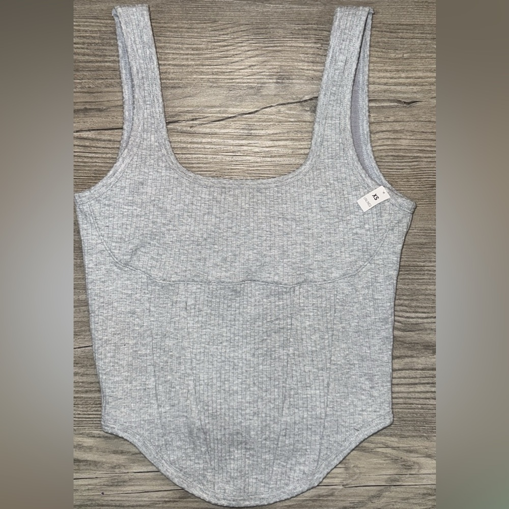 PINK Victoria's Secret Light Gray Ribbed Tank Top